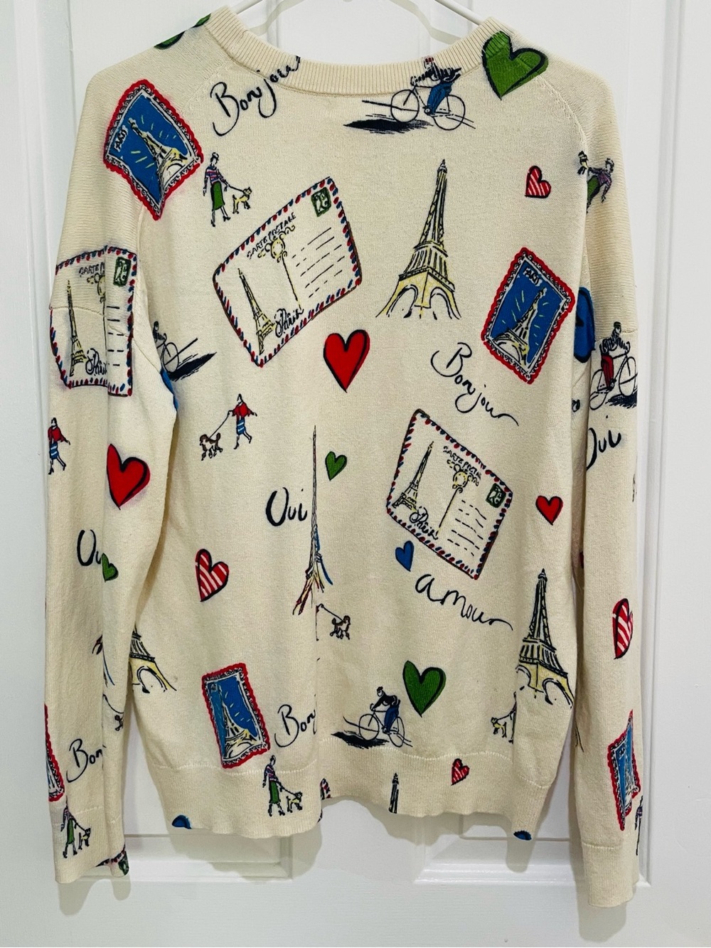 Boden Cream Sweater with Parisian Postcard Print NWOT - Picture 9 of 10